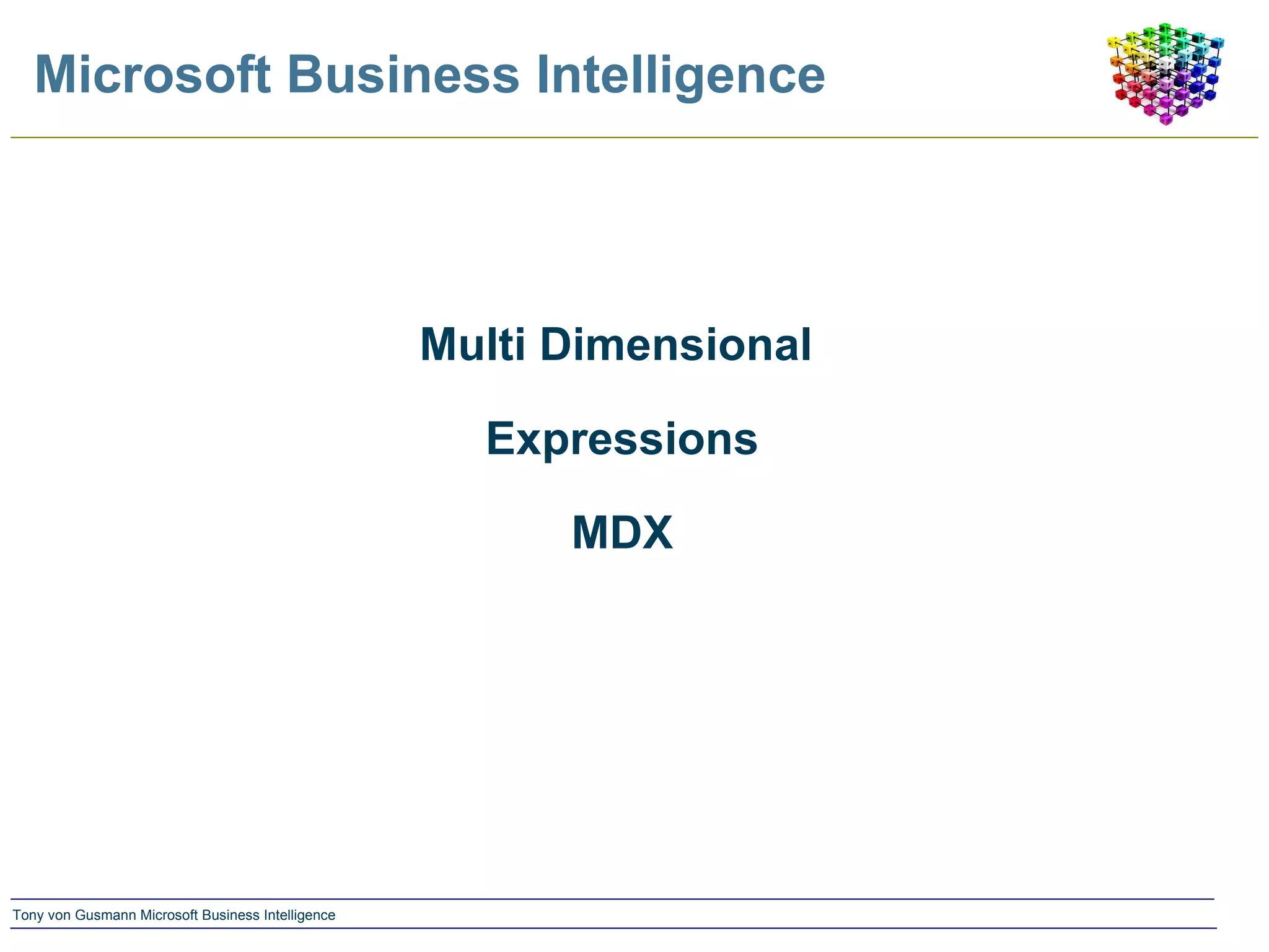 Microsoft Business Intelligence Multi Dimensional  Expressions MDX 