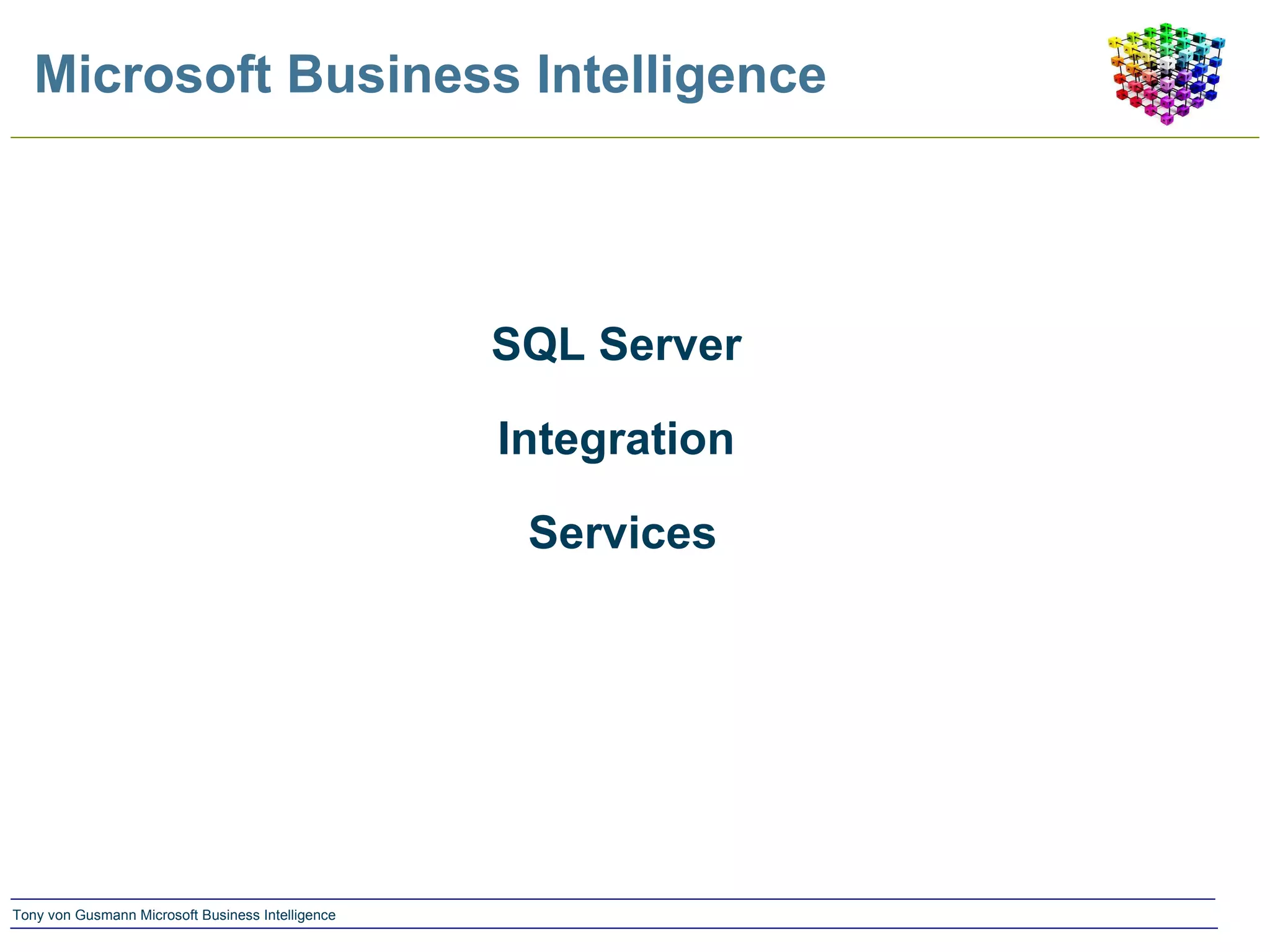Microsoft Business Intelligence SQL Server  Integration  Services 