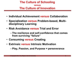 The Culture of Schooling
                                               versus
                   The Culture of Innovatio...