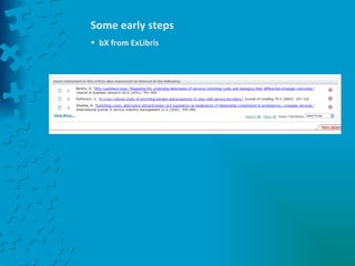 Some early steps bX from ExLibris 