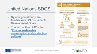 • By now you already are
familiar with UN Sustainable
Development Goals.
• The aim of Goal #12 is to
“Ensure sustainable
consumption and production
patterns”
United Nations SDGS
 