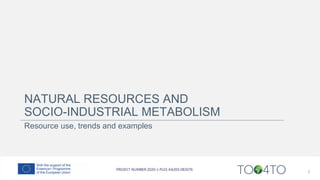 NATURAL RESOURCES AND
SOCIO-INDUSTRIAL METABOLISM
Resource use, trends and examples
3
 
