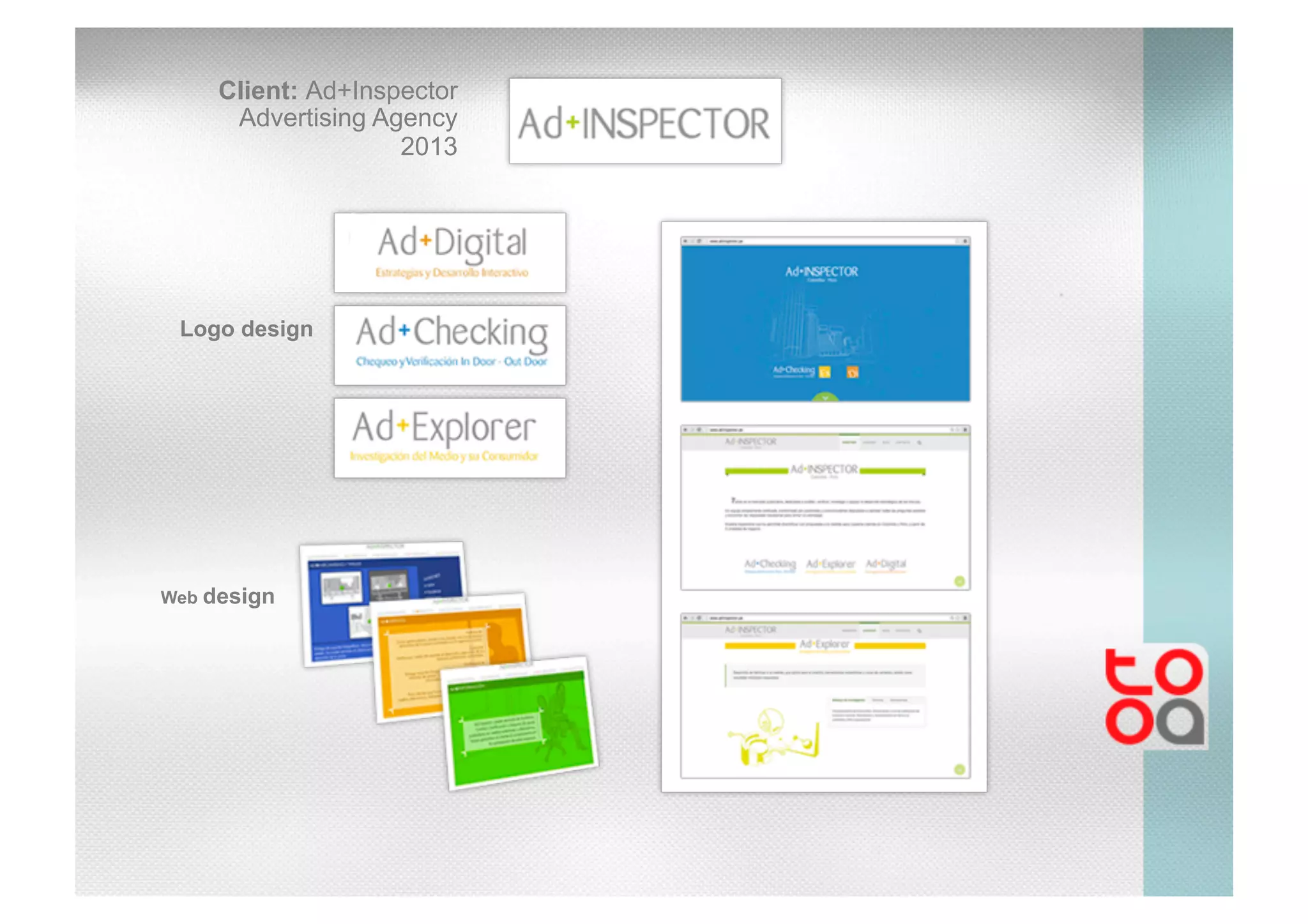 Client: Ad+Inspector
Advertising Agency
2013
Web design
Logo design
 