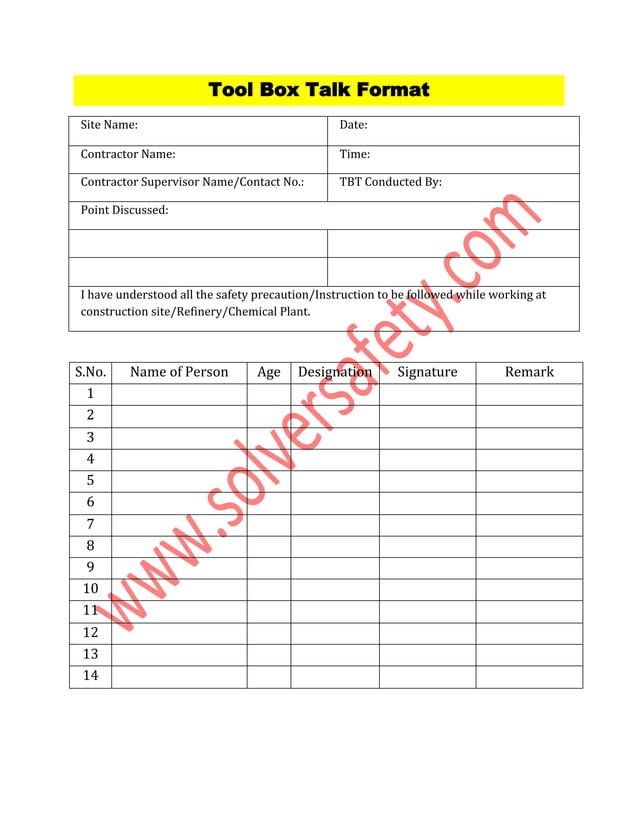 Tool Box Talk Format PDF pdf tool-box-talk-format-pdf-pdf