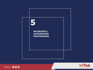 WHub.io |
5
INCUBATOR &
ACCELERATOR
PROGRAMMES
WHub.io |
 