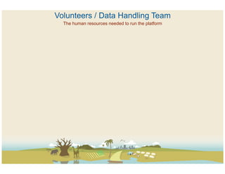 Volunteers / Data Handling Team
  The human resources needed to run the platform
 