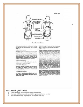 DISCUSSION QUESTIONS
 Is there a need to utilize fall protection on our job sites?
 What type of fall protection do you think is appropriate for this job site?
 What should you do to help keep our job site safe from falls?
 