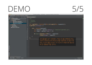 DEMO 5/5
코드를 훨씬 읽기 쉬워졌다. 직접 코드를 리팩토링 하는
것보다 WebStorm의 Refactor를 사용하면 코드를 수정
하는 시간이 줄일 수있다. 이 시간이 누적된다면 생산성
에 큰 영향을 미칠 것이다.
 