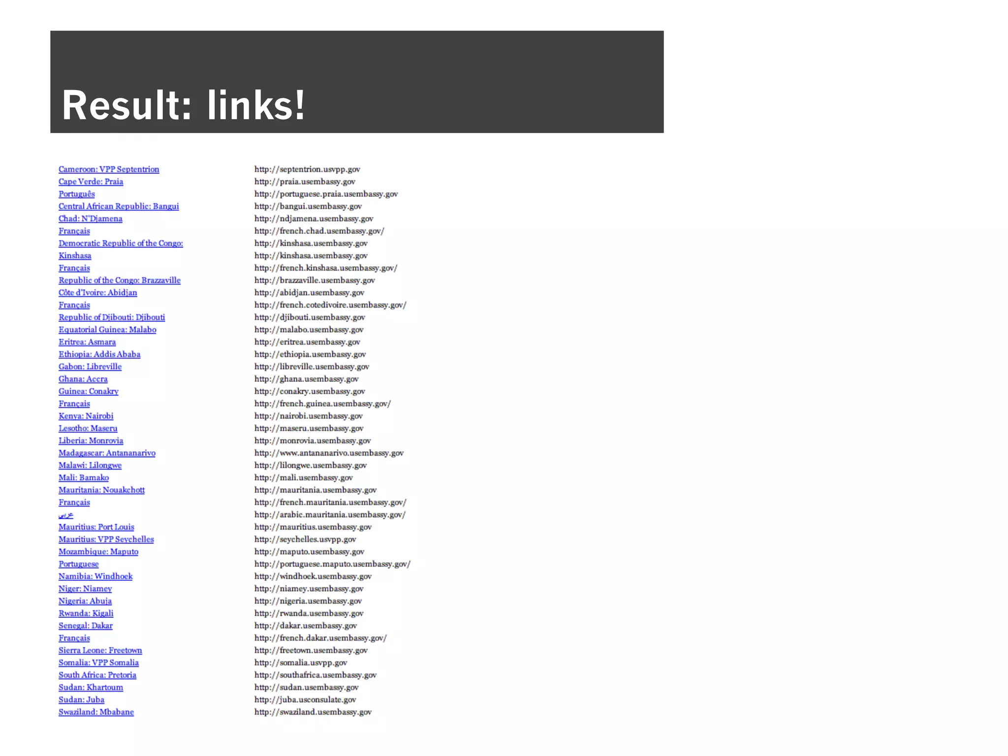 Result: links!
 