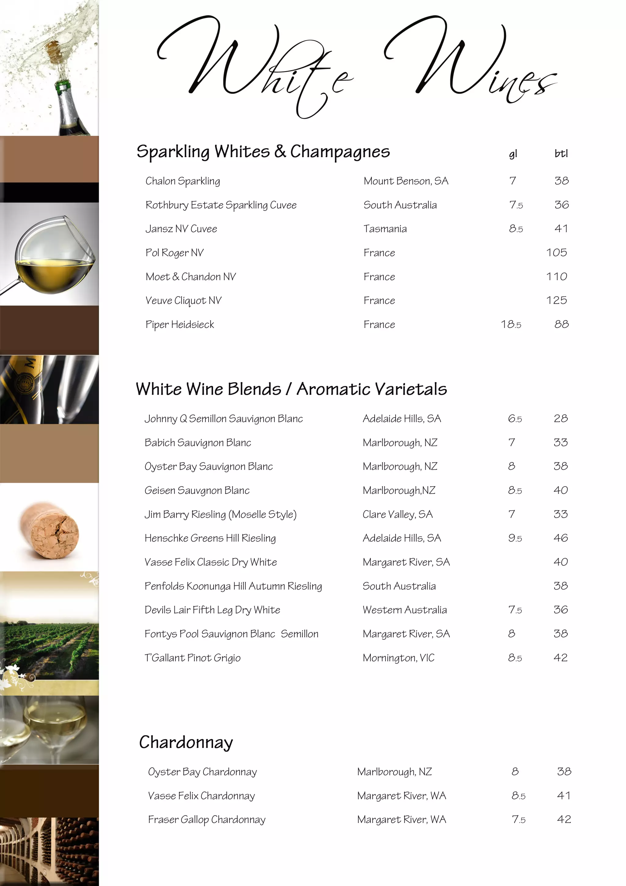 white wine menu