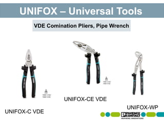 UNIFOX – Universal Tools
VDE Comination Pliers, Pipe Wrench
UNIFOX-C VDE
UNIFOX-CE VDE
UNIFOX-WP
 