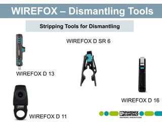 WIREFOX 10 VDEWIREFOX – Dismantling Tools
WIREFOX D 11
WIREFOX D SR 6
Stripping Tools for Dismantling
WIREFOX D 13
WIREFOX D 16
 