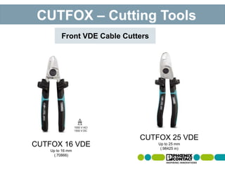 Front VDE Cable Cutters
CUTFOX 16 VDE
Up to 16 mm
(.70866)
CUTFOX 25 VDE
Up to 25 mm
(.98425 in)
CUTFOX – Cutting Tools
 