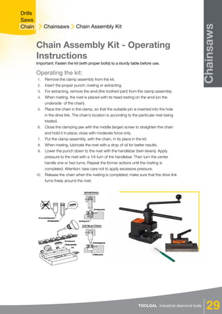 Construction Diamond Tools - GENERAL CATALOG (SAWS / DRILLS/ CHAINS) | PDF