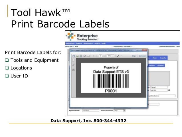 Tool hawk™ Barcode Equipment Tracking Software