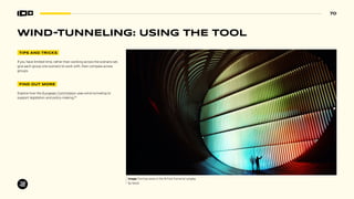 70
TIPS AND TRICKS
If you have limited time, rather than working across the scenario set,
give each group one scenario to work with, then compare across
groups.
FIND OUT MORE
Explore how the European Commission uses wind tunneling to
support legislation and policy-making.80
WIND-TUNNELING: USING THE TOOL
Image: Turning vanes in the 16 Foot Tunnel at Langley.
By NASA
 