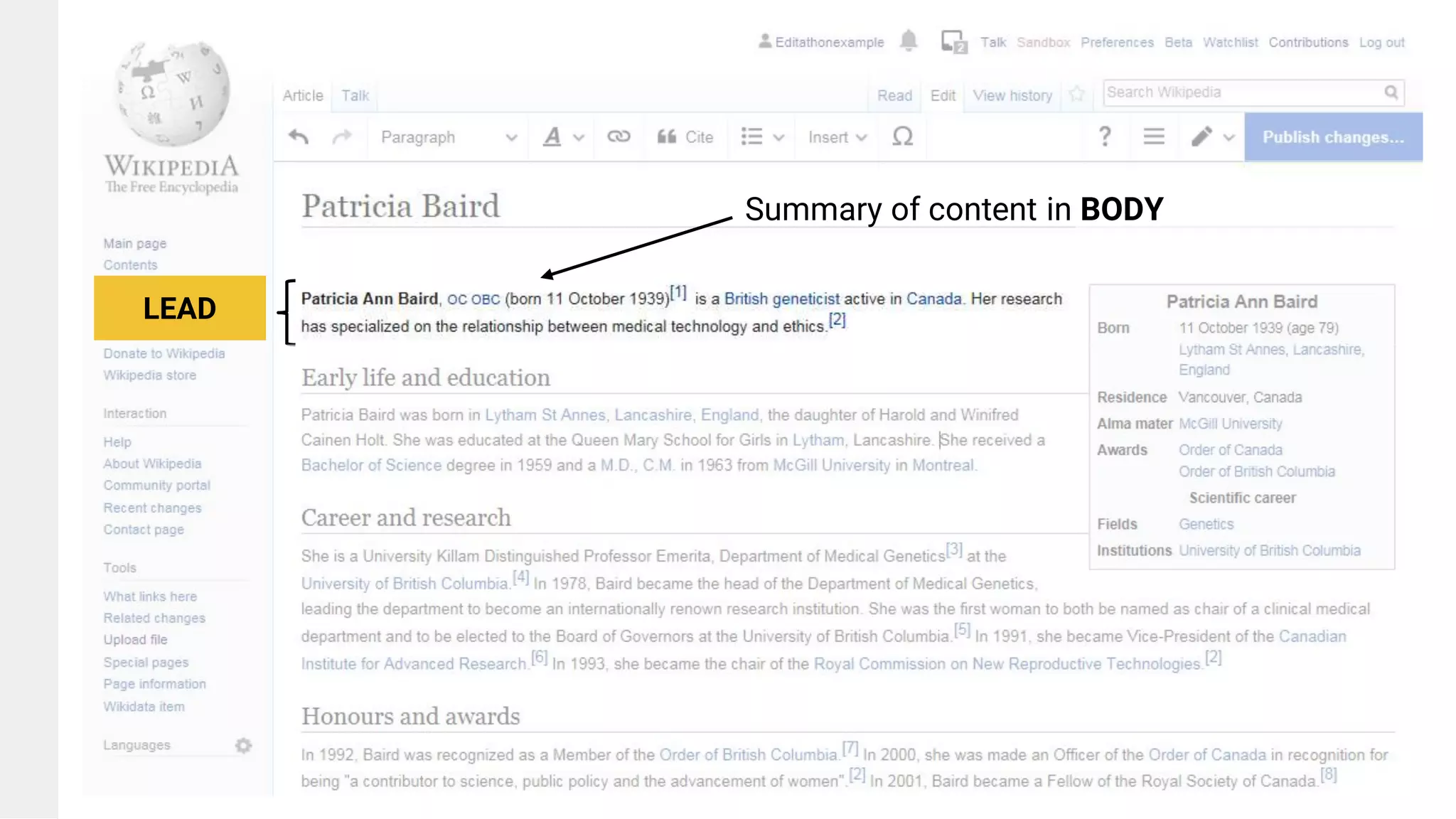 LEAD
Summary of content in BODY
 