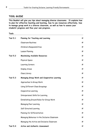Toolkit Guide UNESCO toolkit 5: Managing Learning-Friendly Classrooms | DOC