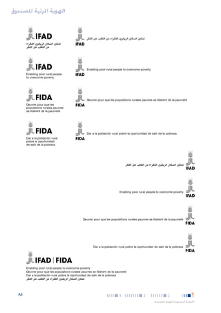 ‫الهوية املرئية للصندوق‬

Enabling poor rural people to overcome poverty
Enabling poor rural people
to overcome poverty

Oeuvrer pour que les populations rurales pauvres se libèrent de la pauvreté
Oeuvrer pour que les
populations rurales pauvres
se libèrent de la pauvreté

Dar a la población rural pobre la oportunidad de salir de la pobreza
Dar a la población rural
pobre la oportunidad
de salir de la pobreza

Enabling poor rural people to overcome poverty

Oeuvrer pour que les populations rurales pauvres se libèrent de la pauvreté

Dar a la población rural pobre la oportunidad de salir de la pobreza

A3

4

3

2

1

‫اخلطوط التوجيهية للهوية املؤسسية‬

 