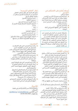 ‫الكتابة والنشر‬
‫إطار "احلقائق الرئيسية"‬

‫أسئلة تُطرَح على املشاركني في‬
‫املشروع‬

‫اسأل عن اآلتي:‬
‫■ ■اسم الشخص وعمره (إذا كان من املناسب‬
‫ثقافيا ً سؤاله عن ذلك)، وعدد أفراد األسرة وأين‬
‫يعيشون. وينبغي التأكد من صحة هجاء اسم‬
‫الشخص، ويفضل أن يكتب الشخص اسمه‬
‫بنفسه إن أمكن.‬
‫■ ■احلياة قبل املشروع.‬
‫■ ■التغييرات التي حققها املشروع في احلياة‬
‫اليومية.‬
‫ملحوظة: قصص من امليدان هي قصص تدور‬
‫حول أشخاص حقيقيني. ال حتاول أبدا ً تركيب‬
‫الشخصية أو تختلق أقواالً أو تفاصيل عن‬
‫األشخاص الذين تجُري مقابالت معهم، أو جتمع‬
‫بني أقوال شخصني مختلِفني. وإذا لم تتمكن‬
‫ّ‬
‫َ َ‬
‫من احلصول على أقوال مفيدة من شخص ما،‬
‫ميكنك إعادة صياغة أقواله، شريطة أال تضعها‬
‫ّ‬
‫بني عالمات اقتباس.‬

‫حتتوي كل قصة على إطار يتضمن احلقائق‬
‫َّ‬
‫الرئيسية عن البرنامج أو املشروع. وينبغي أن‬
‫تشمل احلقائق ما يلي:‬
‫— —اسم البرنامج أو املشروع‬
‫— —مجموع التكلفة‬
‫— —قيمة القرض أو منحة الصندوق‬
‫— —التمويل املشترك/الشركاء وقيمة القرض أو‬
‫َ‬
‫املنحة‬
‫— —املدة‬
‫— —املنحة‬
‫— —املنطقة اجلغرافية‬
‫— —عدد املستفيدين املباشرين‬
‫— —حالة البرنامج أو املشروع‬
‫— —الصالت املهمة (أربع أو خمس صالت) والتحقق‬
‫ّ‬
‫من الروابط اإللكترونية للتأكد من صحتها.‬

‫التفاصيل‬
‫■‬

‫إرشادات الكتابة‬
‫■‬

‫■‬

‫■‬

‫■‬

‫■‬

‫■‬
‫■‬

‫1‬

‫■ابدأ القصة بفقرة تقدميية توجز إجنازات برنامج‬
‫أو مشروع الصندوق وما حققه من نتائج.‬
‫واحرص على أن تتضمن القصة إجابات على هذه‬
‫االستفهامات: "ملاذا، ومن، وماذا، ومتى، وأين".‬
‫وينبغي أن يكون في وسع القارئ تكوين فكرة‬
‫جيدة عن املوضوع بعد قراءة هذه الفقرة التي‬
‫ينبغي أن يصل طولها إلى 05 كلمة تقريبا ً.‬
‫■قدم تفاصيل إضافية في الفقرات التالية‬
‫َ َّ‬
‫لالستفاضة في شرح املعلومات اخملتصرة التي‬
‫وردت في الفقرة األولى.‬
‫■أدرج اقتباس أو اقتباسني في بداية الفقرة. وال‬
‫بد من ذكر االسم األول واألخير للشخص الذي‬
‫تُقتبس أقواله في القصة ولقبه الوظيفي‬
‫ََ‬
‫واملؤسسة التي ينتسب إليها أو مهنته واسم‬
‫قريته.‬
‫■استخدم فقرات قصيرة ال يزيد طولها عن 001‬
‫كلمة.‬
‫■قسم النص باستخدام عناوين فرعية كل ثالث أو‬
‫ّ‬
‫ّ‬
‫أربع فقرات.‬
‫■اكتب ما يتراوح بني 007 و 002 1 كلمة.‬
‫■اختر عنوانا ً للقصة يوضح املوضوع ويشير إلى‬
‫ِّ‬
‫البلد. وتشمل أمثلة العناوين اجليدة من القصص‬
‫املنشورة "االنتقال إلى حياة جديدة من خالل‬
‫زراعة صحراء مصر"، و "الزراعة العضوية: مفتاح‬
‫مساعدة الزراعة في احمليط الهادي على السيطرة‬
‫على أسواق جديدة".‬

‫2‬

‫3‬

‫4‬

‫إعداد "قصص من امليدان"‬

‫■‬

‫■‬
‫■‬

‫■‬

‫■‬

‫■يذكر اسم الشخص الذي ميكن االتصال به‬
‫للحصول على املزيد من املعلومات (مدير‬
‫البرنامج القطري و/أو منسق املشروع) إلى جانب‬
‫ِّ‬
‫اللقب الوظيفي لكل منهم، وعنوانه، ورقم‬
‫هاتفه [اختياري] وبريده اإللكتروني.‬
‫■يقدم شرح مختصر لكل صورة (01 كلمات‬
‫تقريبا ً) يبني بإيجاز موضوع احلدث. ويشار في‬
‫كل صورة إلى اسم الشخص بالكامل ومهنته‬
‫وموقعه.‬
‫■يُذكَ ر اسم الشخص الذي قام بالتقاط الصور.‬
‫■تُرسل املسودة إلى مدير البرنامج القطري أو‬
‫َ‬
‫َّ‬
‫املسؤول التقني للتعليق عليها واعتماد النص‬
‫والشروح والصور.‬
‫■العمل مع مدير البرنامج القطري أو املسؤول‬
‫التقني ومحرر الصور في شعبة االتصاالت‬
‫الختيار الصور وإعداد الشروح (ملحوظة: ينبغي‬
‫أال يقل وضوح الصورة عن 003 نقطة لكل بوصة‬
‫ّ‬
‫و 01 سنتيمترات × 51 سنتيمترا ً).‬
‫■ميكن الرجوع إلى عينة من القصص املنشورة في‬
‫ّ‬
‫املوقع الشبكي قبل البدء في كتابة قصة.‬

‫لالتصال:‬

‫‪ ،Bruce Murphy‬مدير الكتابة والنشر في شعبة‬
‫االتصاالت‬
‫البريد اإللكتروني: ‪b.murphy@ifad.org‬؛ ‪wpu@ifad.org‬‬
‫رقم الهاتف: 3962 9545 60 93+‬

‫11‪B‬‬

 