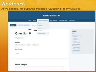 As we can see, this published the page “Question 6” to my website:
Wordpress
 