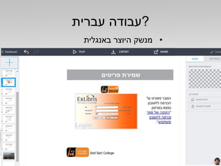 ‫עברית‬ ‫?עבודה‬
•‫באנגלית‬ ‫היוצר‬ ‫מנשק‬
 