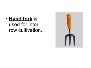 • Hand fork is
used for inter
row cultivation.
 