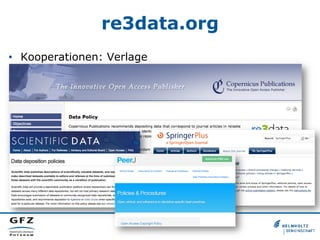 re3data.org
•  Kooperationen: Verlage
 