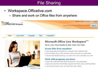 File Sharing Workspace.Officelive.com Share and work on Office files from anywhere 
