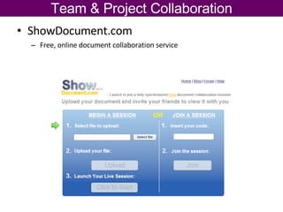 Team & Project Collaboration ShowDocument.com Free, online document collaboration service 