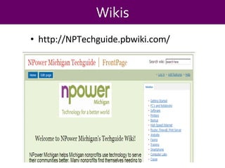 Wikis http://NPTechguide.pbwiki.com/ 