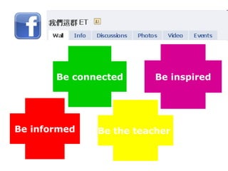 Be connected Be informed Be inspired Be the teacher  