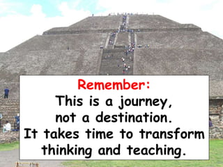 Remember:
This is a journey,
not a destination.
It takes time to transform
thinking and teaching.

 