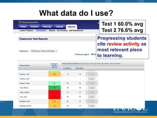 What data do I use?
Test 1 60.0% avg
Test 2 76.6% avg
review activity

 