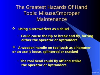 Power Tools Risks Comprehensive Safety Guidelines for Hand and Power Tools Usage | PPT
