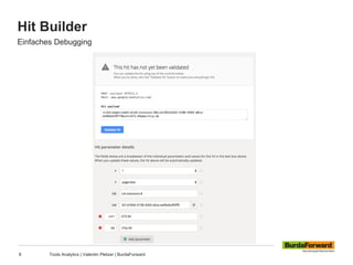 Hit Builder
8 Tools Analytics | Valentin Pletzer | BurdaForward
Einfaches Debugging
 