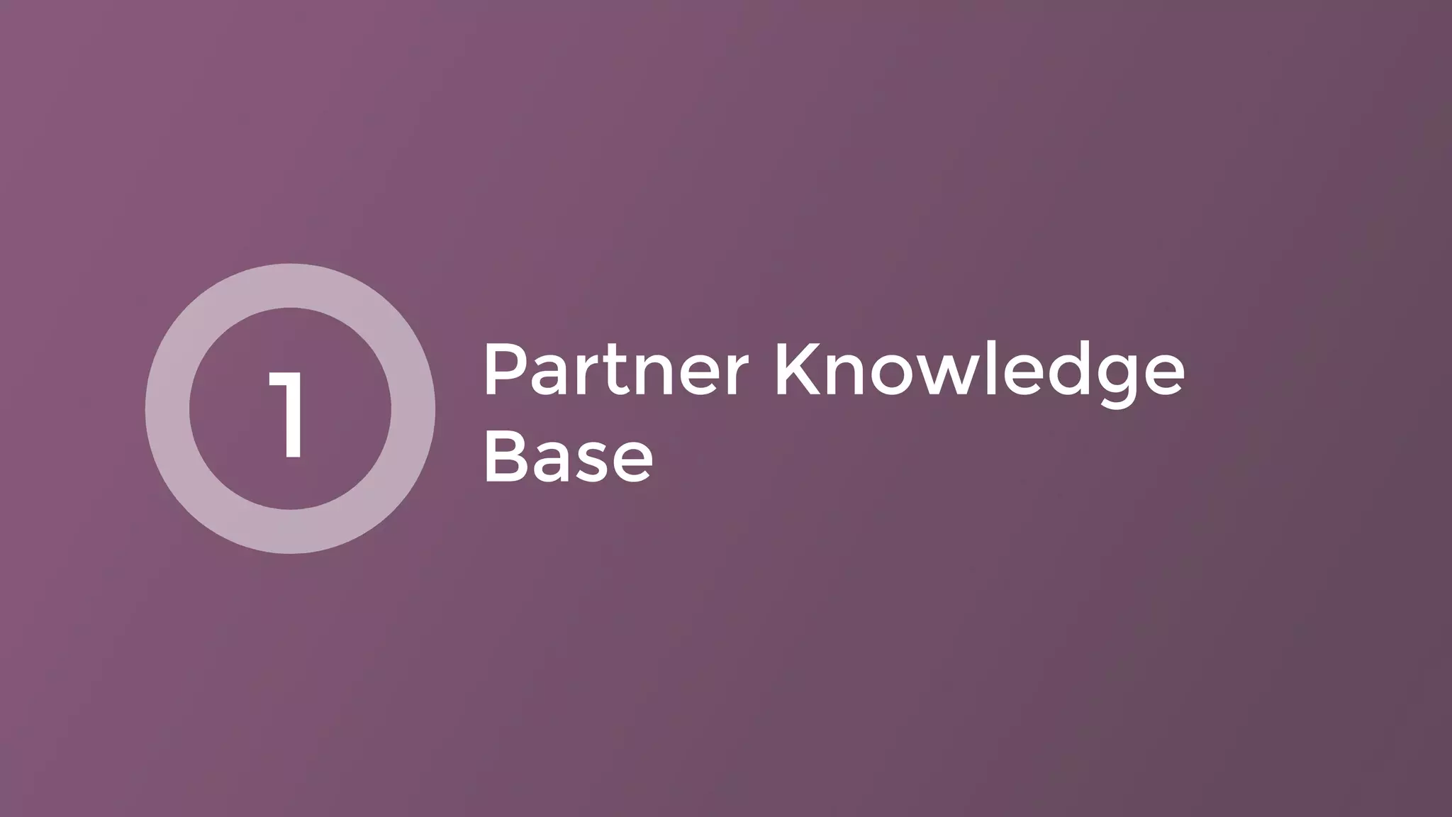Partner Knowledge
Base1
 