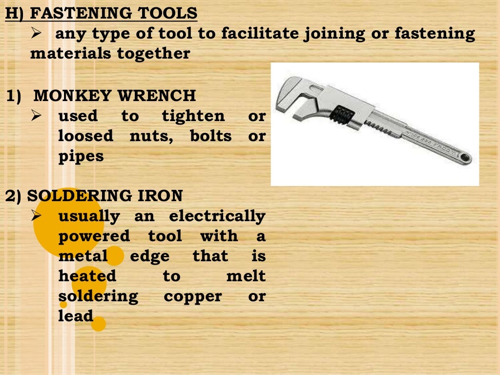 Tools and equipment in Handicrafts