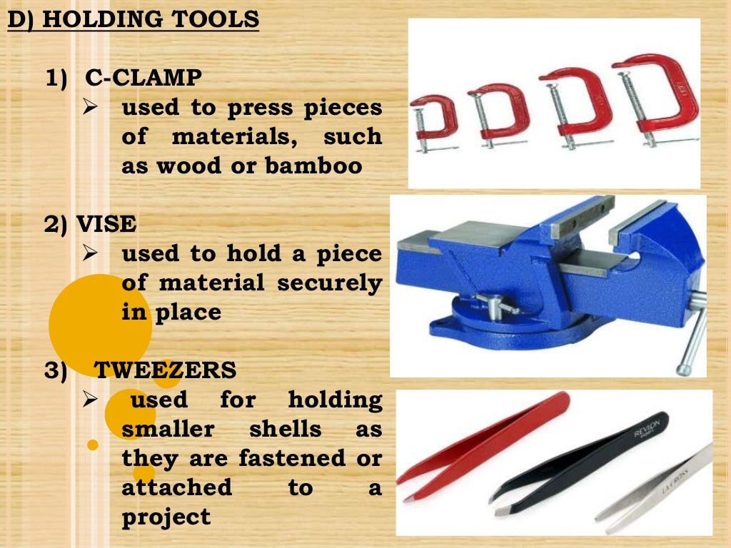 Tools and equipment in Handicrafts