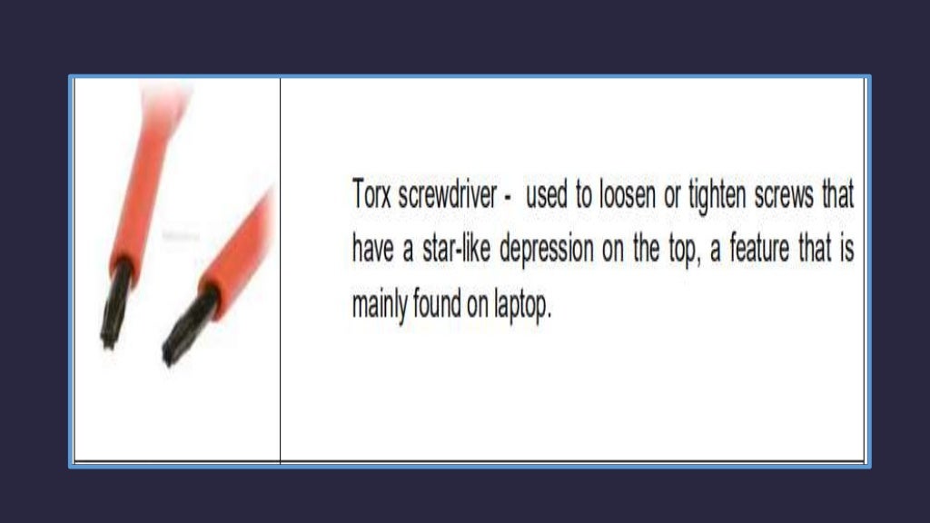 Tools and equipment in computer hardware servicing