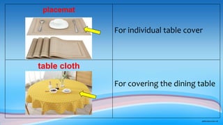 Tools and materials for table setting | PPTX