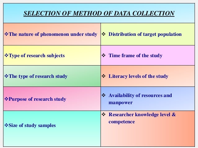 Tools and methods of data collection