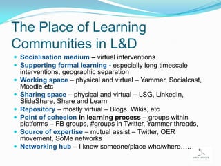 Tools and techniques for developing learning communities   lsg june 2011