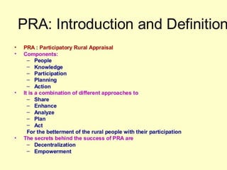 Tools and techniques of participatory rural appraisal By Mr Allah Dad ...