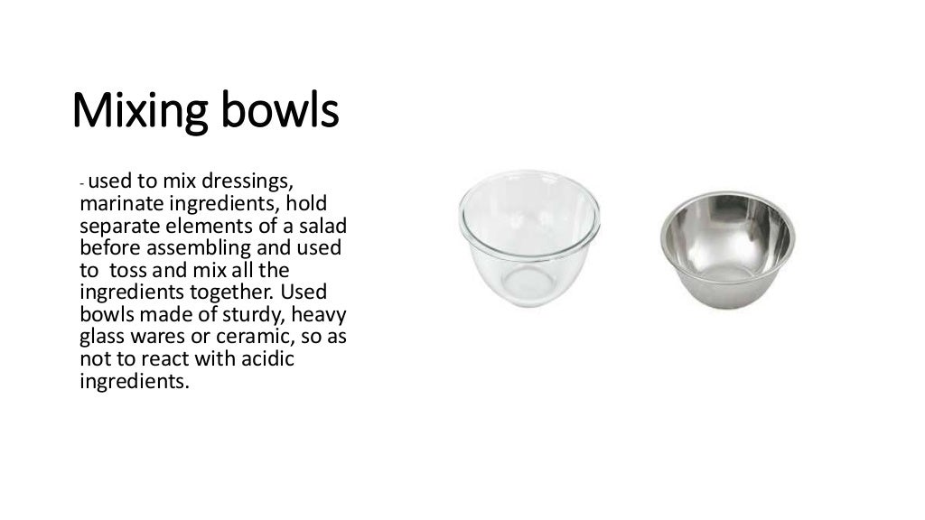 Tools, equipments, utensils needed in preparing salads