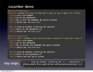 cucumber demo




       key steps
Thursday, September 22, 11
 