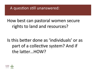 Tools for improving pastoral women’s access to land and resources