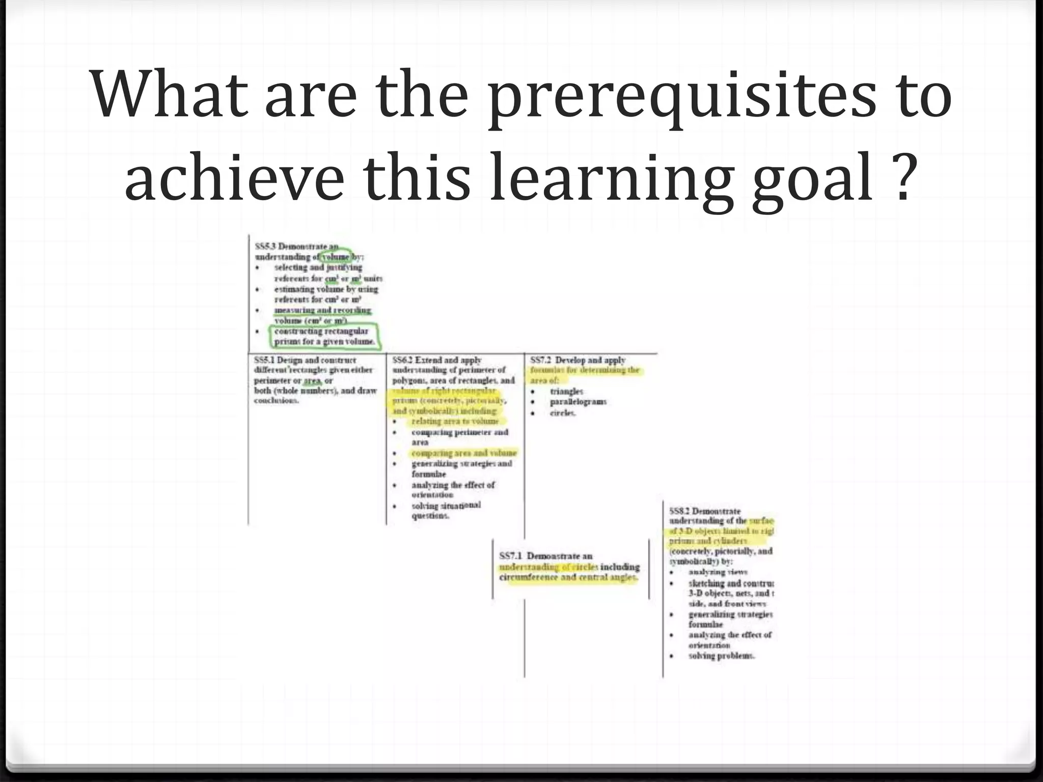 What are the prerequisites to
achieve this learning goal ?
 