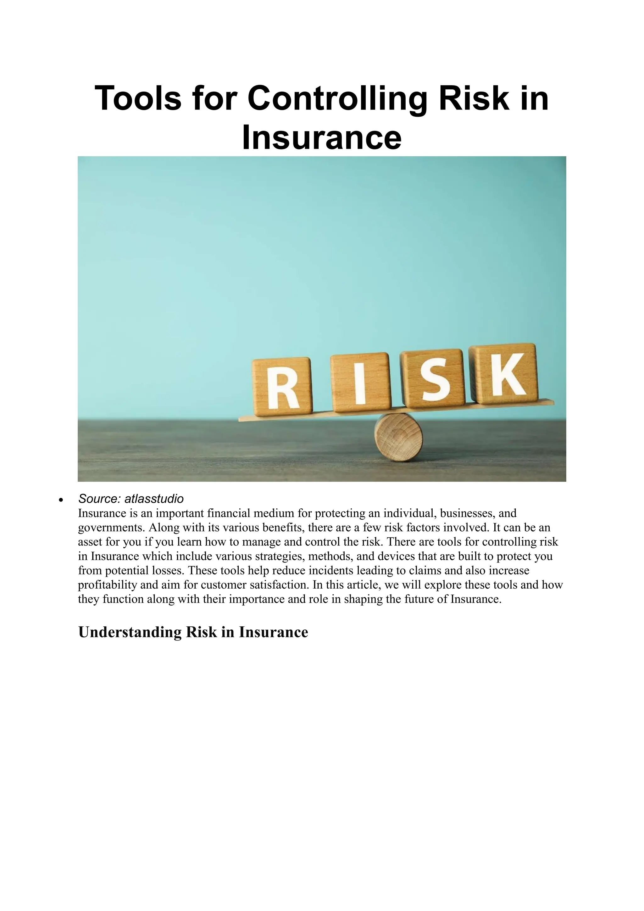 5 Tools for Controlling Risk in Insurance | Enterprise Wired | PDF