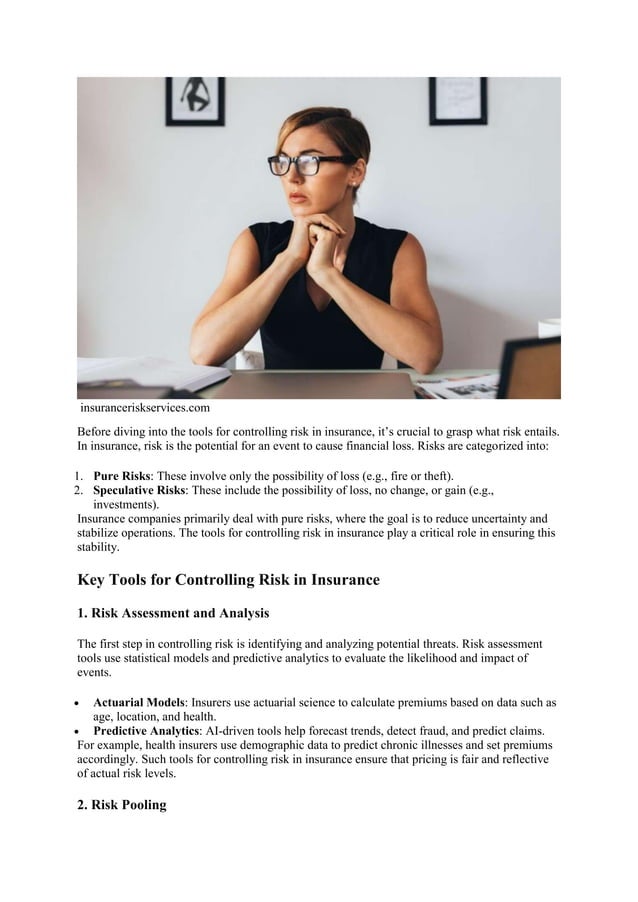 5 Tools for Controlling Risk in Insurance | Enterprise Wired | PDF